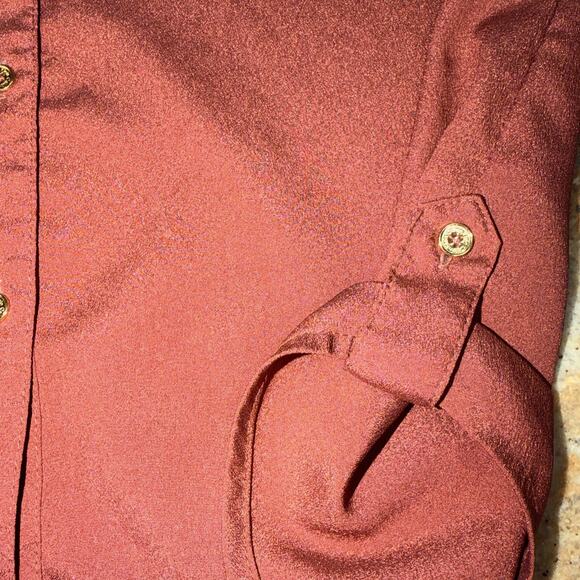 Calvin Klein Roll Tab Blouse M | Mauve Zip Pocket - Picture 6 of 9